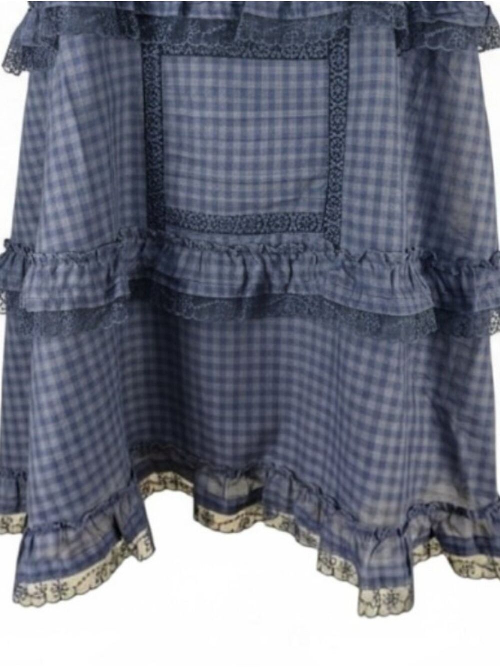 Torrid FESTI Blue Gingham Lace Ruffle Open Back Tiered Dress 2X NWT Cottagecore - Picture 7 of 11